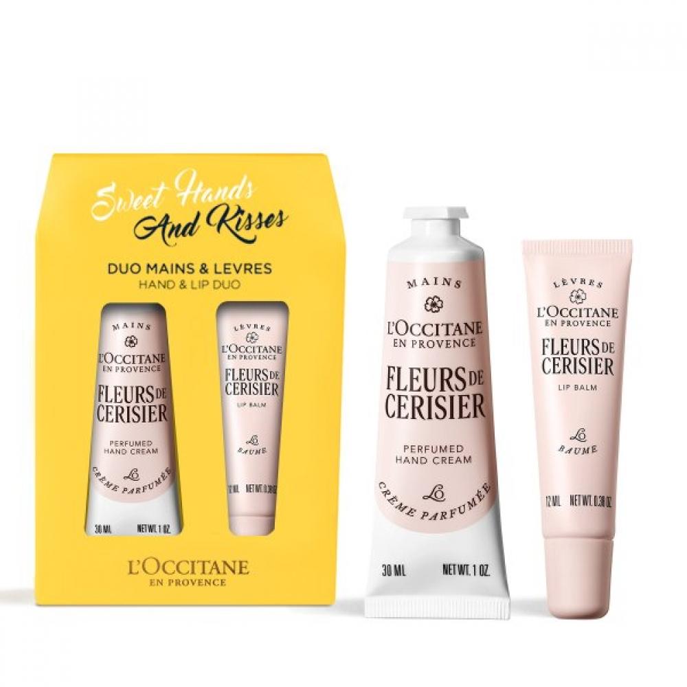 L Occitane Крем для рук и Бальзам для губ Дуэт   fLeur De Cerisier  Цветок вишни Single option