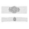 2pcs Women Girls Wedding Rhinestone Leg Ring Fashionable Elegant Bridal Lace Thigh Belt for Prom Party