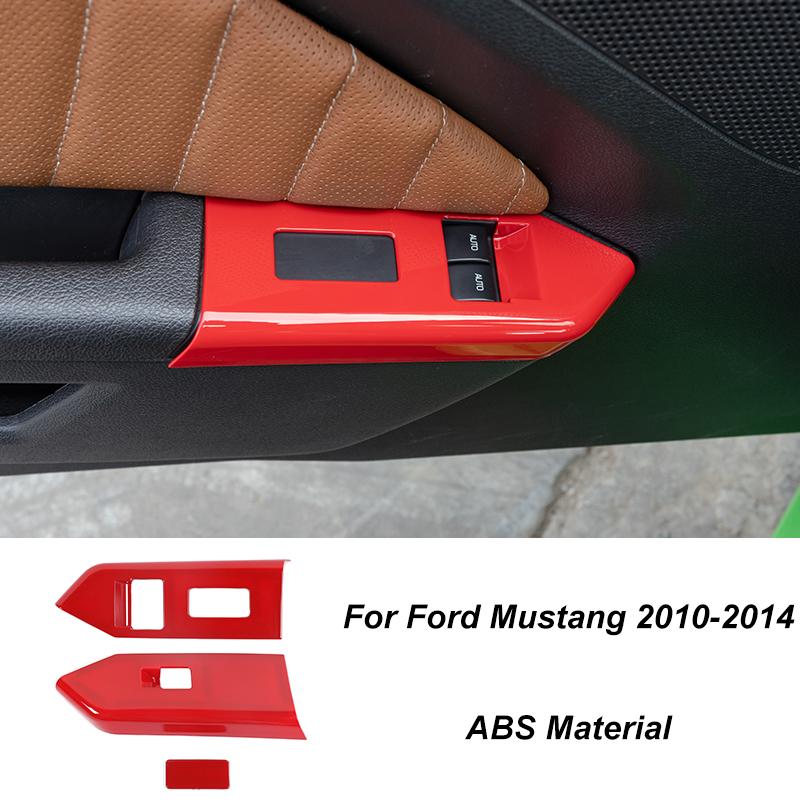 TESIN Car Red Interior Decoration Cover Stickers For Ford Mustang 2009 2010 2011 2012 2013 2014 Exterior Accessories Car