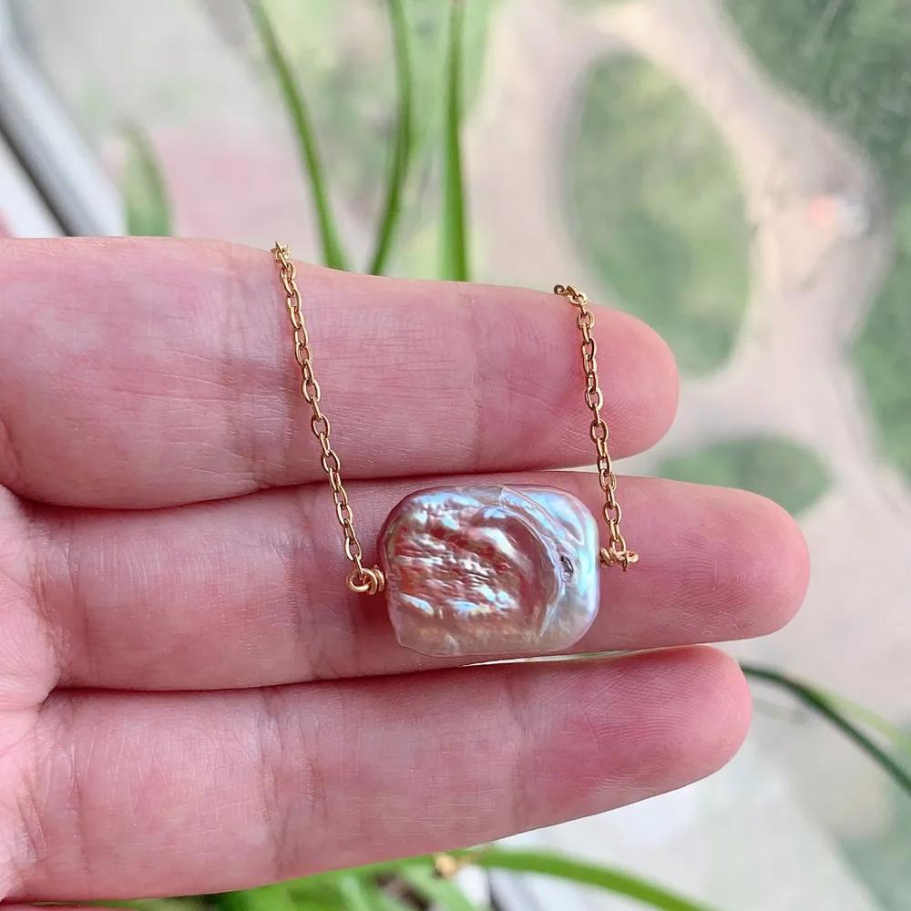 Real Natural Freshwater Pearl Necklace for Women Irregular Round Square Coin Stick Drop Baroque Pearl Pendant Necklace Choker