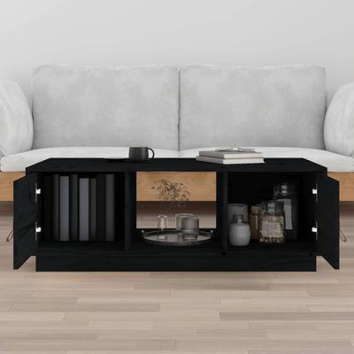 Coffee Table Black 100x50x35 Cm Solid Pine Wood