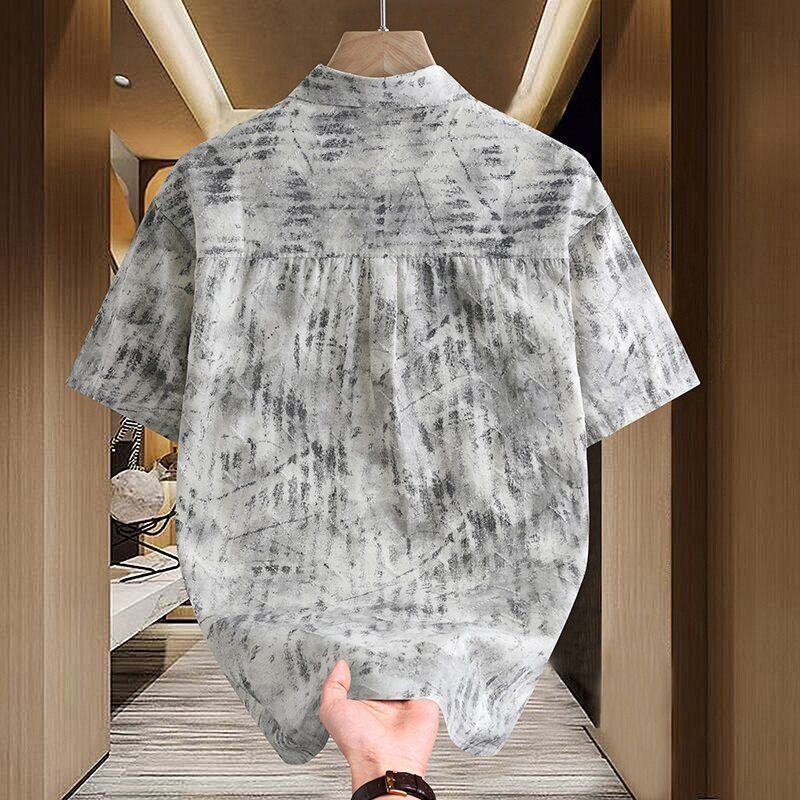 Summer New Tie-dye Short-sleeved Shirt Men's Fashion Casual Trendy Printed Handsome Top
