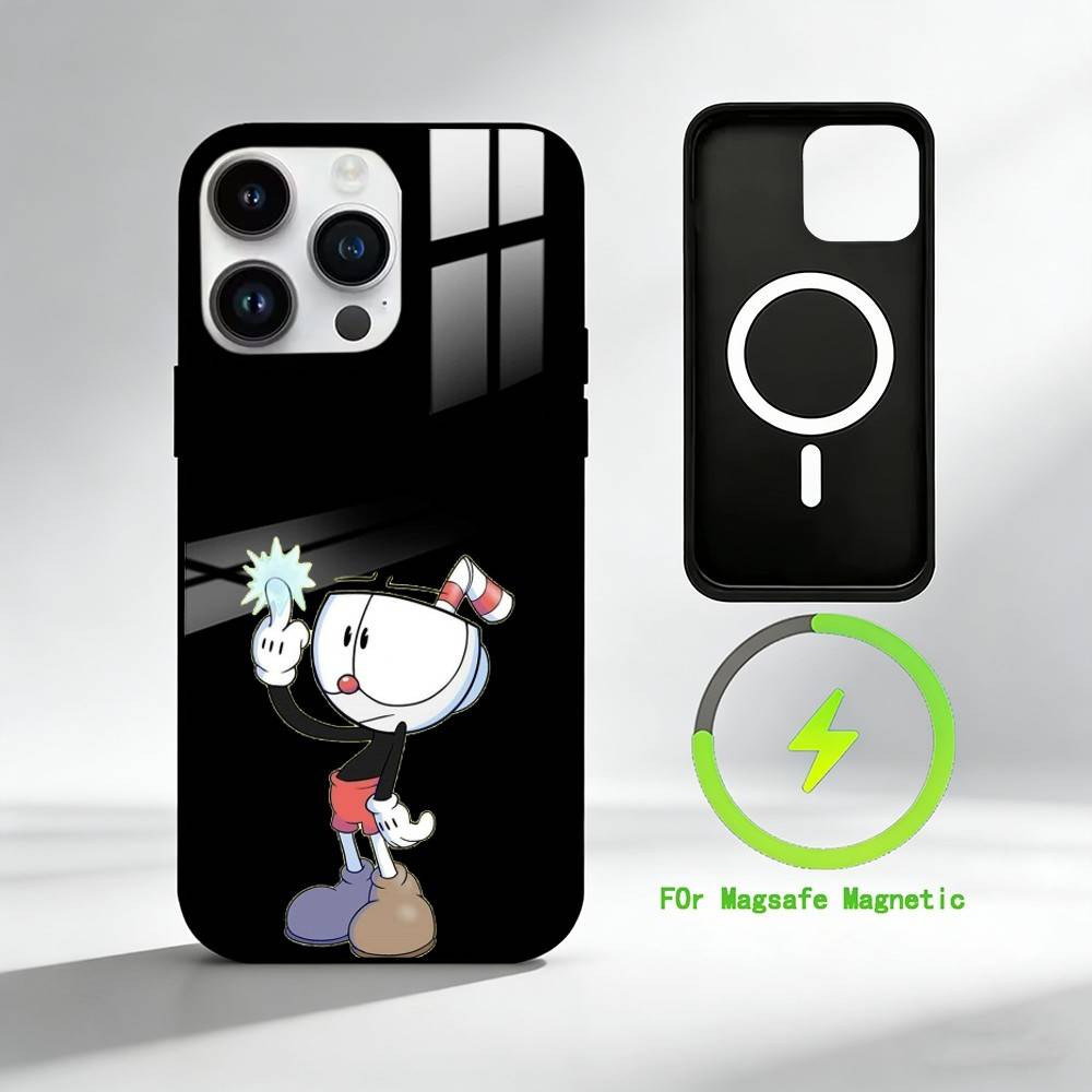 

C-Cuphead Phone Case For iPhone 17 16 15 14 13 12 Pro Max Plus for Mirror Wireless Magnetic Cover iPhone11PROMAX