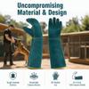 1 pair Double Layer Construction Animal Handling Gloves Inner Canvas Lining Outer Cowhide Leather Forearm Protection Gloves