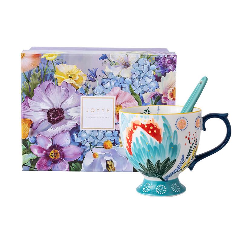 JOYYE Floral Moon Mug with Spoon