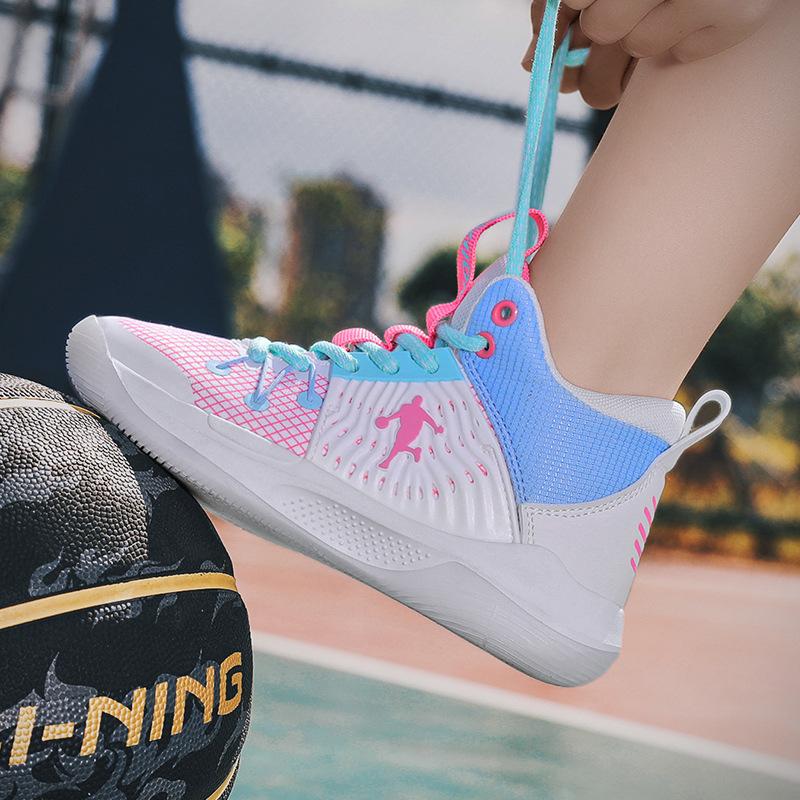 2025 Spring and Autumn Girls' Basketball Shoes New Fashion Children's Sports Shoes Lace-up Middle and University Children's School Manufacturers