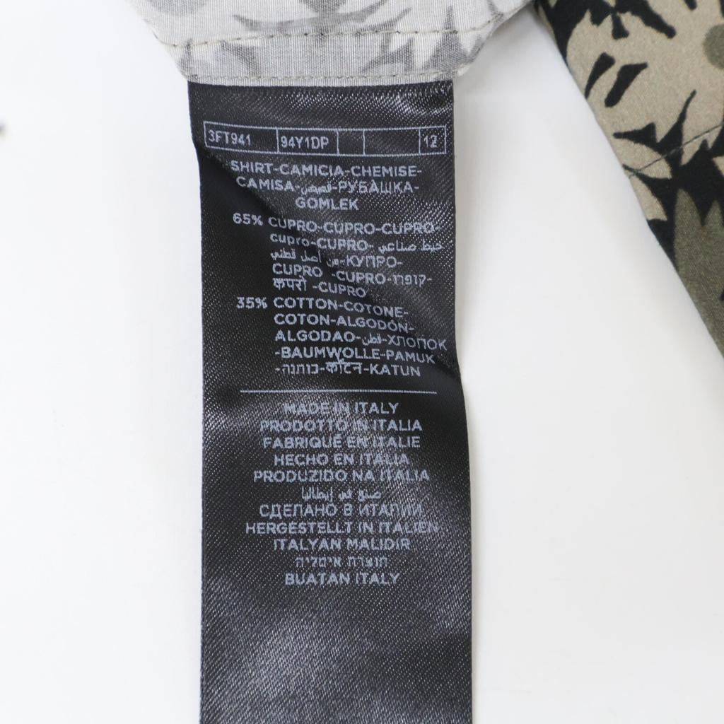 TOM FORD 3FT941 94Y1DP Flower print shirt tops 39 Black Grey Khaki FlowerUsed