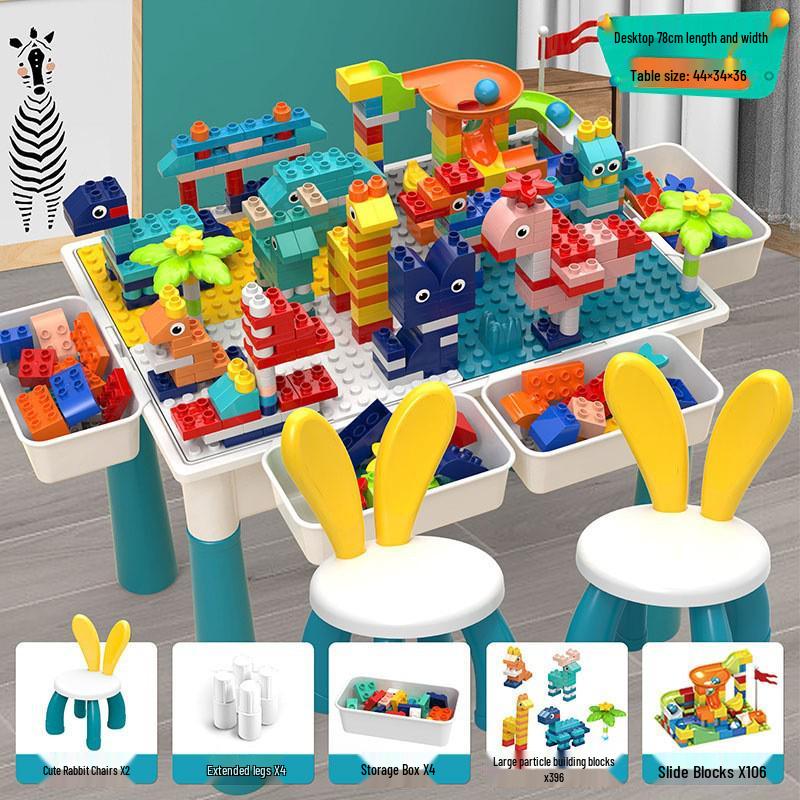 Multifunctional Building Block Table for Kids, Compatible with Large Lego Pieces, Educational Toy for Boys Ages 3-6