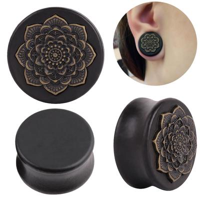 1 pièce extenseur d'oreille Double évasé Vintage dame Mandala fleur ?Bijoux de perçage de bouchon
