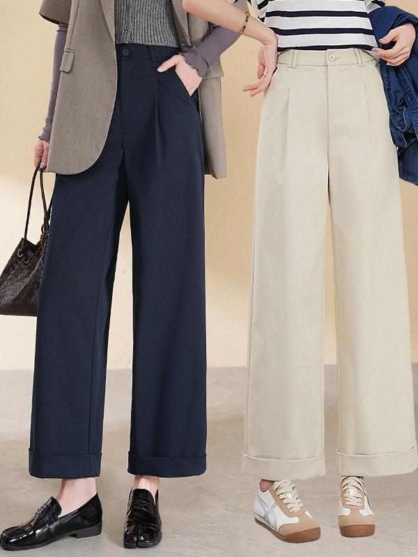 Tian Silk Wool High-Waist Wide-Leg Pants for Women - 2025 Spring/Autumn