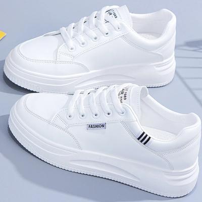 Autumn Lace-up Thick Casual Flat Shoes Non-slip Outdoor Walking Sports Shoes Women's White Sports Shoes