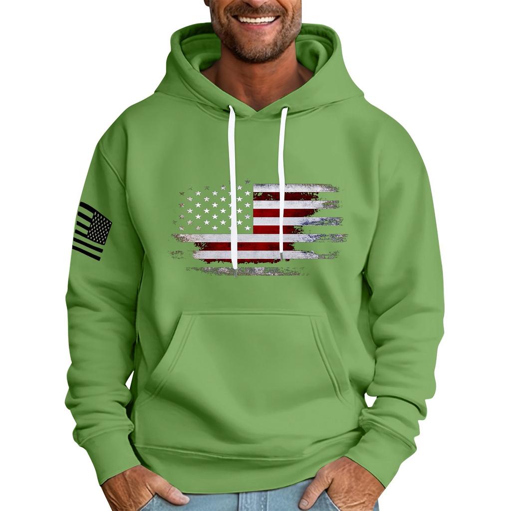 Felpa con cappuccio stampata con bandiera larga da uomo Felpa sportiva casual da uomo