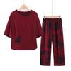 Women's 7-Sleeve Stand-up Collar Shirt Set