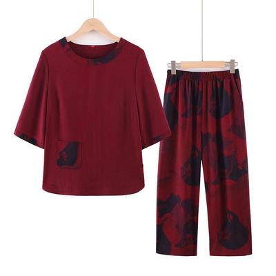 Women's 7-Sleeve Stand-up Collar Shirt Set