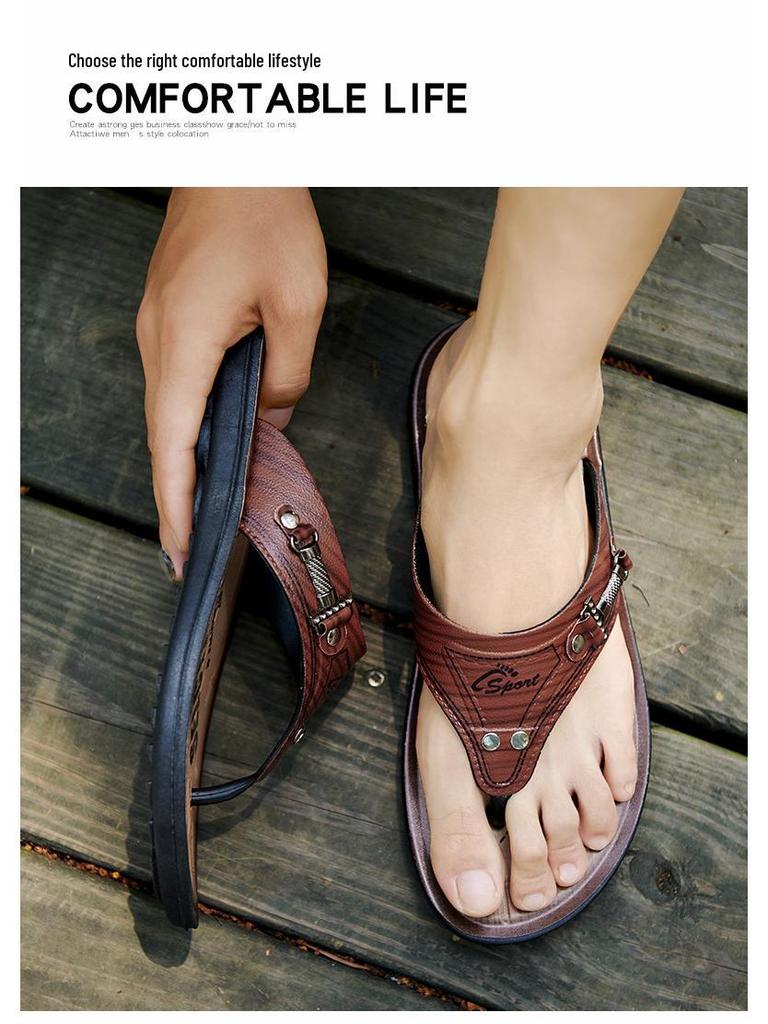 Men's Soft Sole Non-Slip Breathable Summer Sandals - Versatile Open-Toe Beach Shoes for Outdoor Wear