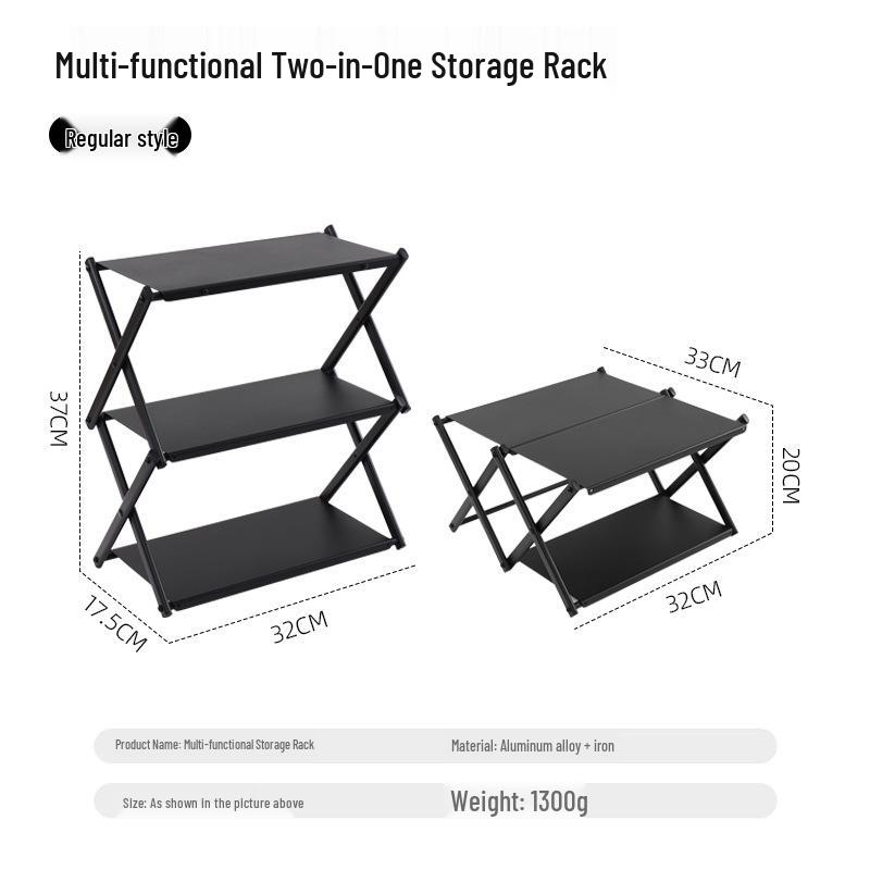 Aluminum Alloy Folding Multi-layer Outdoor Storage Rack & Table