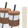 Glass Kit Smoothie Mugs Jar with Lid Straw for Drinking Cold Iced Office Travel