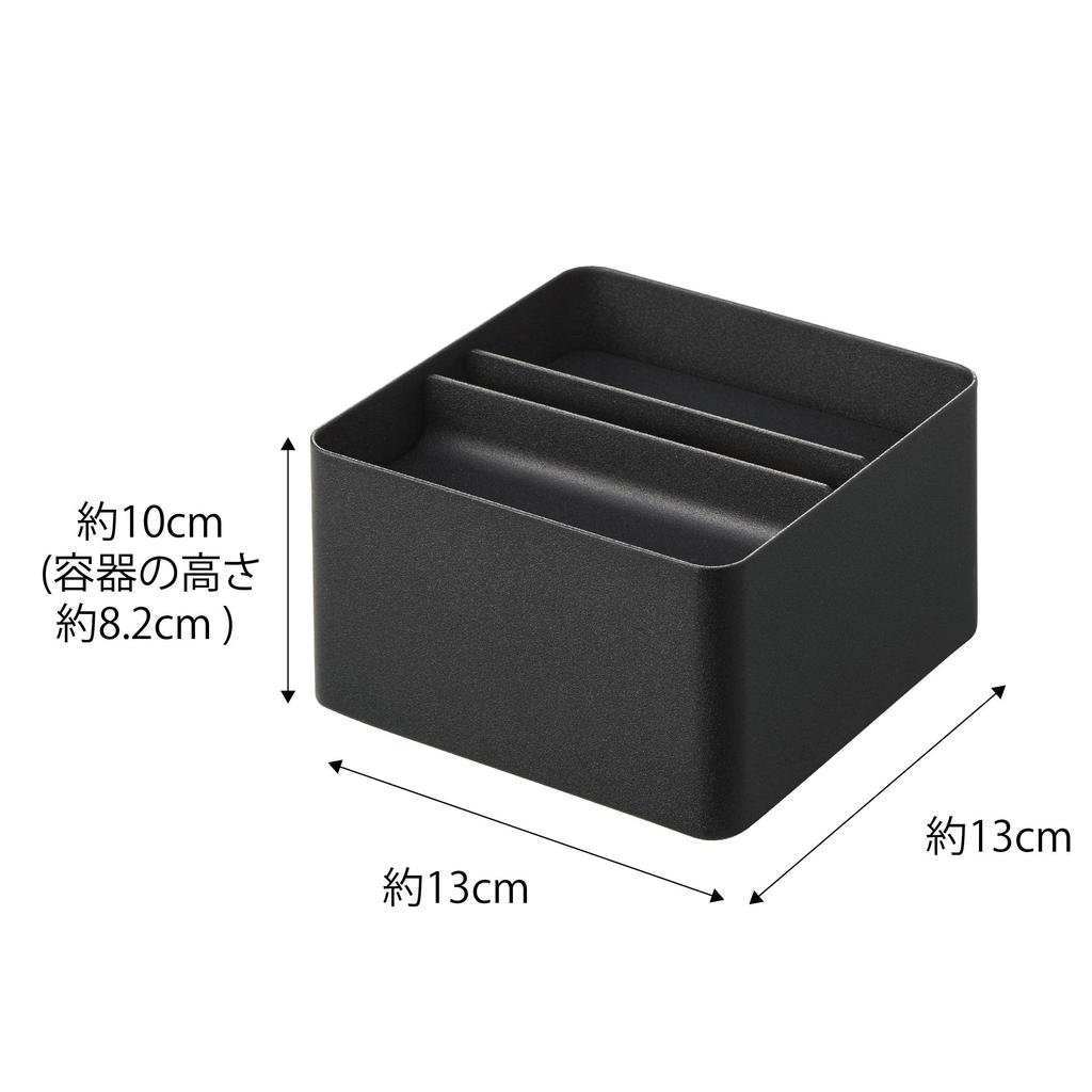 Yamazaki Tower Compact Tissue Case with W13 x D13 x 6196 Lid, Black, Approx. H10cm,