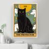 Black Cat The Protector Vintage Poster and Print Tarot Lover Gift Abstract Graffit Canvas Painting Wall Picture for Room No Frame