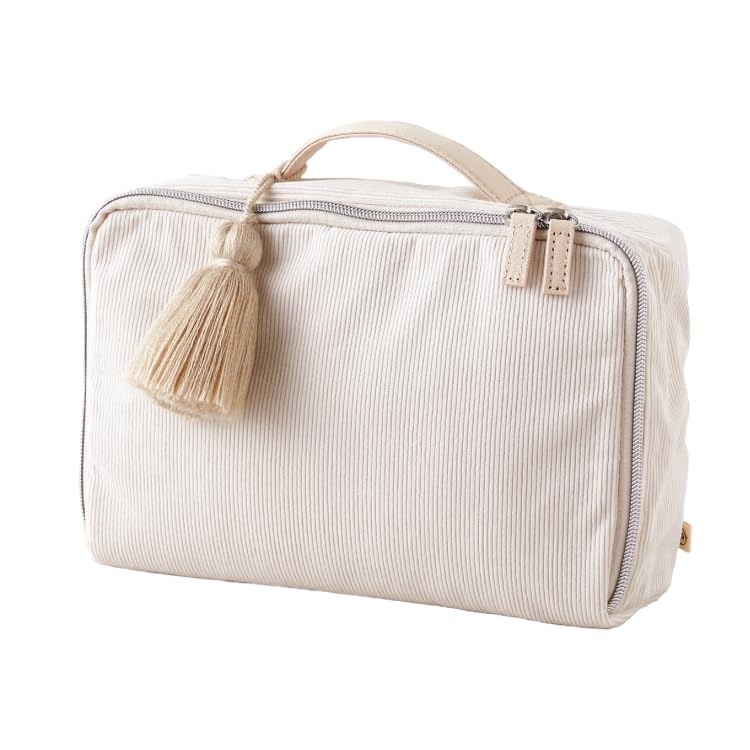 EMOCA Fluffy Diaper Waffle Large Cream Pouch, Fabric, Capacity, Tassel,