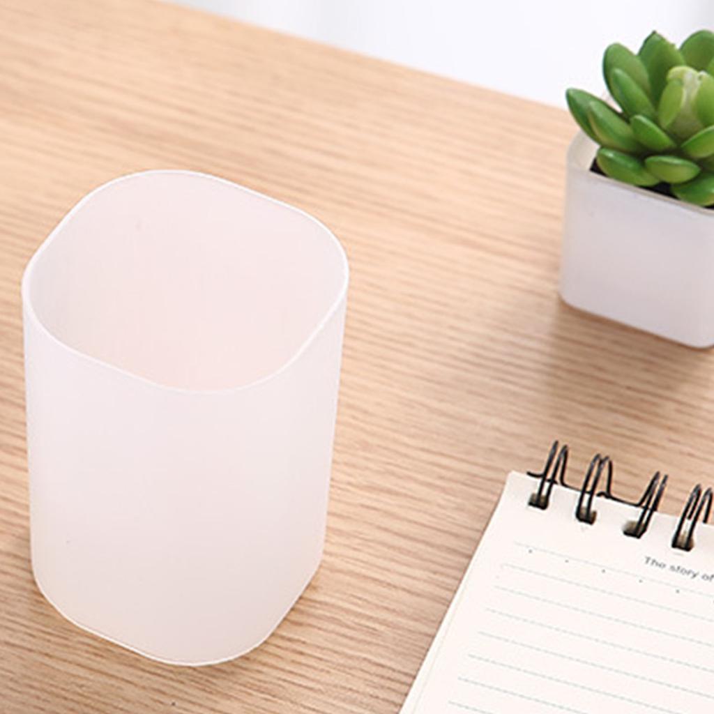 Pen Holder Transparent Frosted Finish Pencil Holder Space Saving Multifunctional Pen Holder Cup for Desktop School