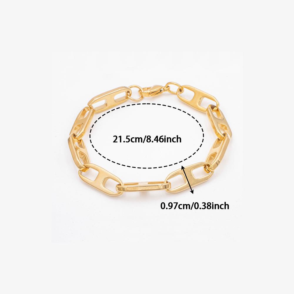 Unisex Chain Bracelet Silver and Gold Color - Simple Stainless Steel Jewelry Link Chain for Men Hypoallergenic Gift