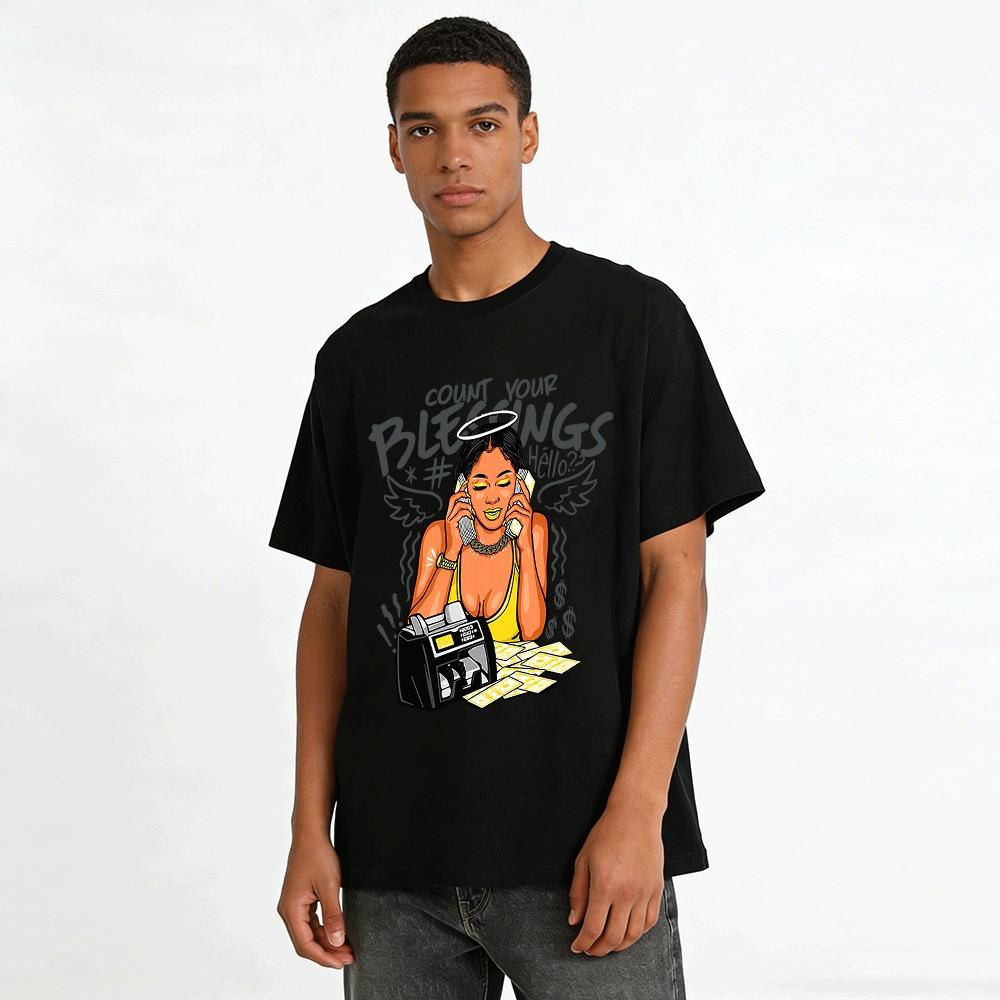 Count Your Blessings Money Angel Graphic Streetwear Tee Pure cotton T-shirt