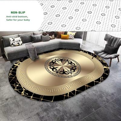 Decorațiune Lux Aurie Acasă Covor Oval de Înaltă Calitate Covor Mare de Zonă pentru Canapea Living Decor Dormitor Hol Hotel Covoraș de Picior Antiderapant