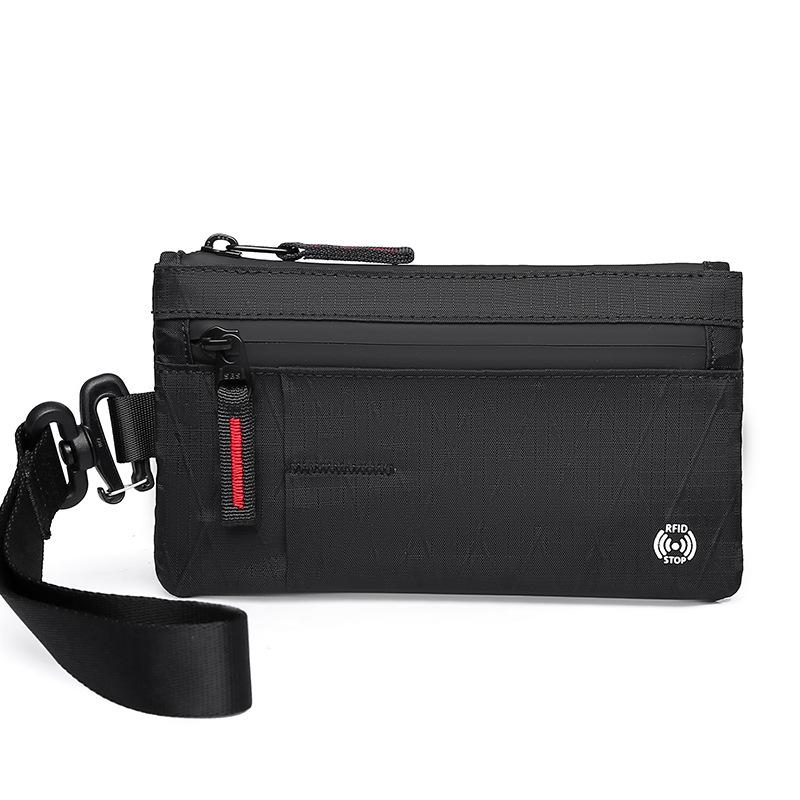 Zip Clutch with Wristband, Passport Holder Zipper Wallet and EDC Carrier - Weatherproof and RFID Blocking - 3 External Slots
