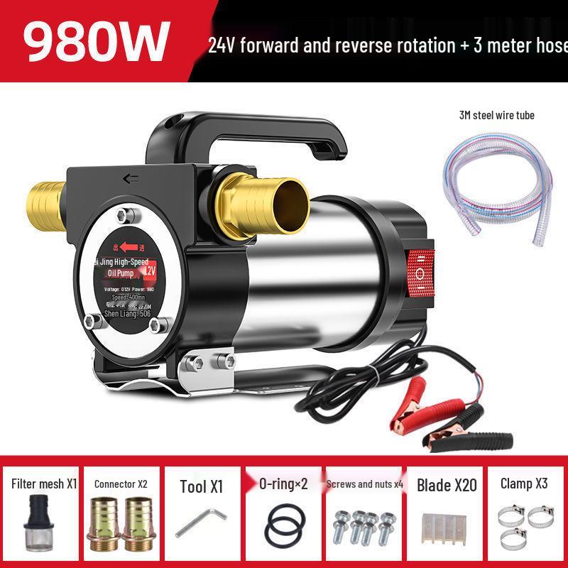 Pompa Elettrica Autoadescante Multi-Tensione per Olio e Acqua - Estrattore di Carburante Domestico a Doppio Uso