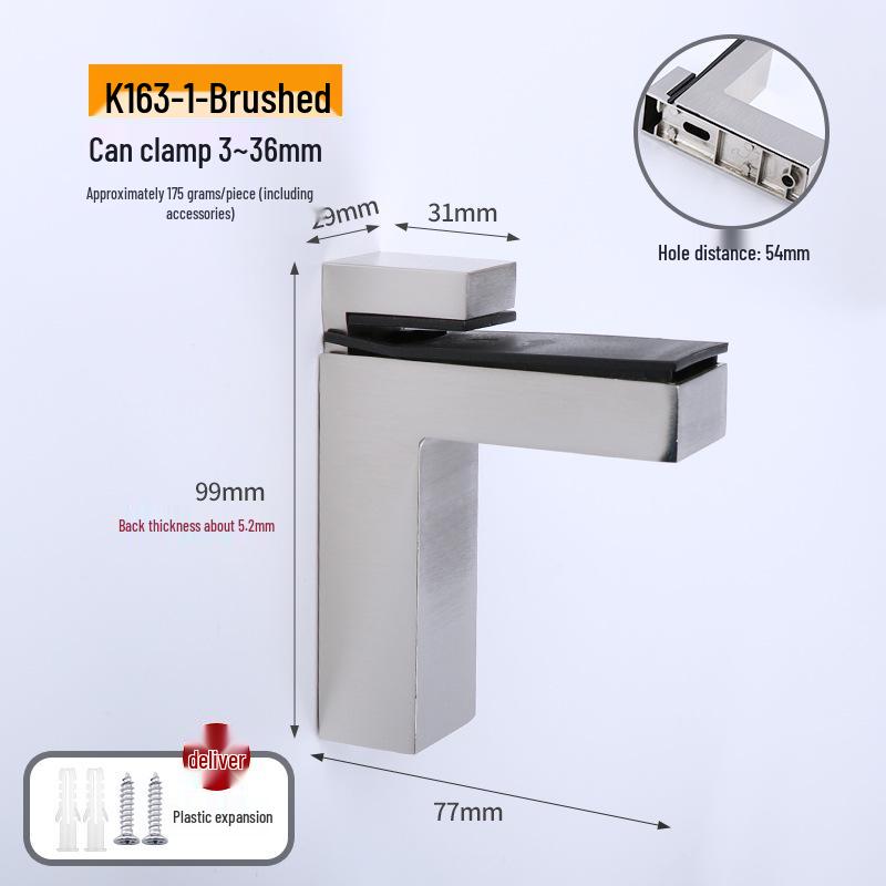 Zinc Alloy F-Shaped Glass Clip: Bathroom/Kitchen Shelf Support Bracket