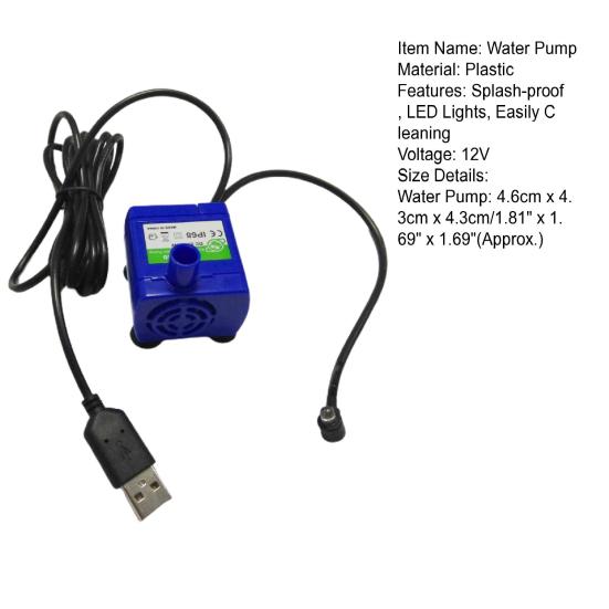 Bomba de agua Potente Sólida Mini Ligera Conveniente A prueba de salpicaduras Fácil de limpiar Luz LED Mascota