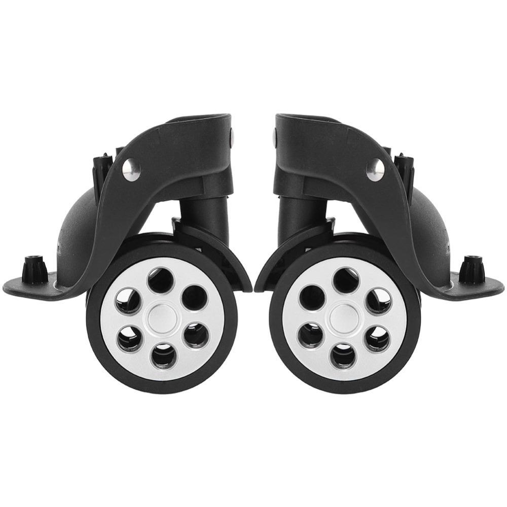 1 Pair Durable Mute Trolley Case Wheels Easy Installation Black Universal Casters Luggage Wheel Replacement Outdoor Supplies