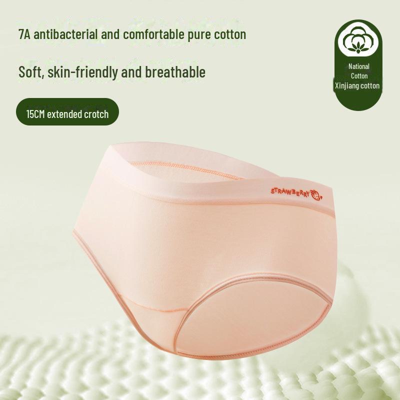 "80-Count Xinjiang Cotton Antibacterial Women's Mid-Waist Briefs - Pure Cotton, Long Crotch, Comfortable Macaron Colors"