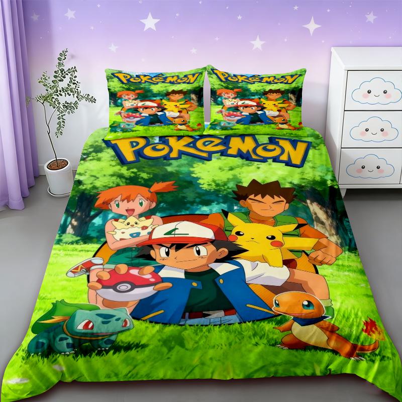 

Pikachu Duvet Covers Pokemon Kids Cartoon Bedding Set Quilt Cover Twin Full Bedroom Bed Decor for Teens Best Gifts comfortable 135x200cm