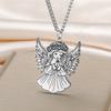 Gold Plated Praying Angel Necklace for Women Stainless Steel Guardian Angel Pendant Necklace Spiritual Religious Jewelry Gift