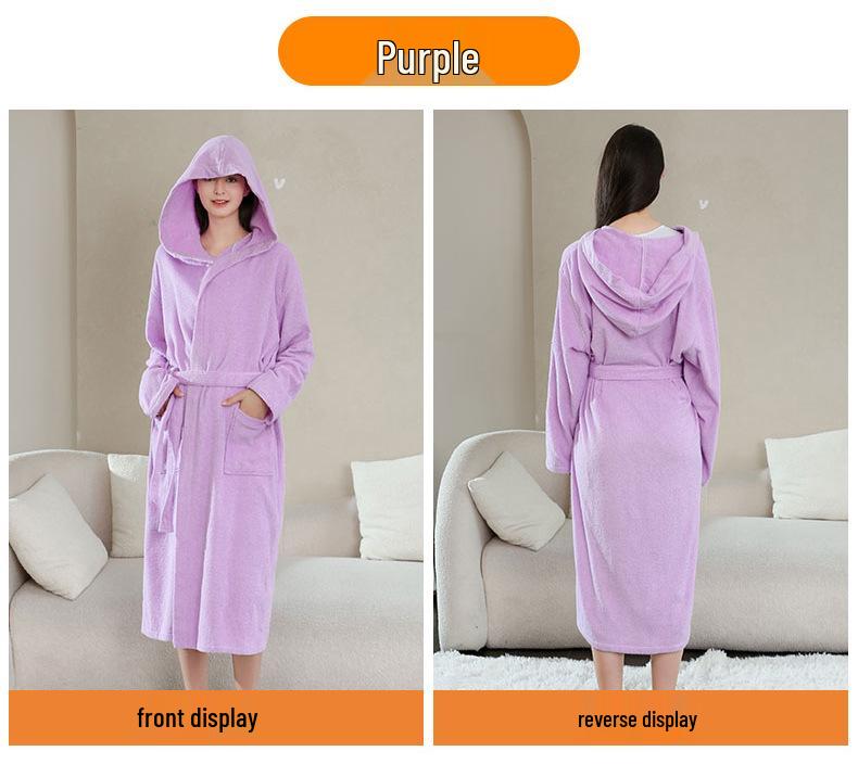 Breathable Absorbent Couple's Bathrobe – Loose-Fit, Soft Towel Material for Hotels or Home