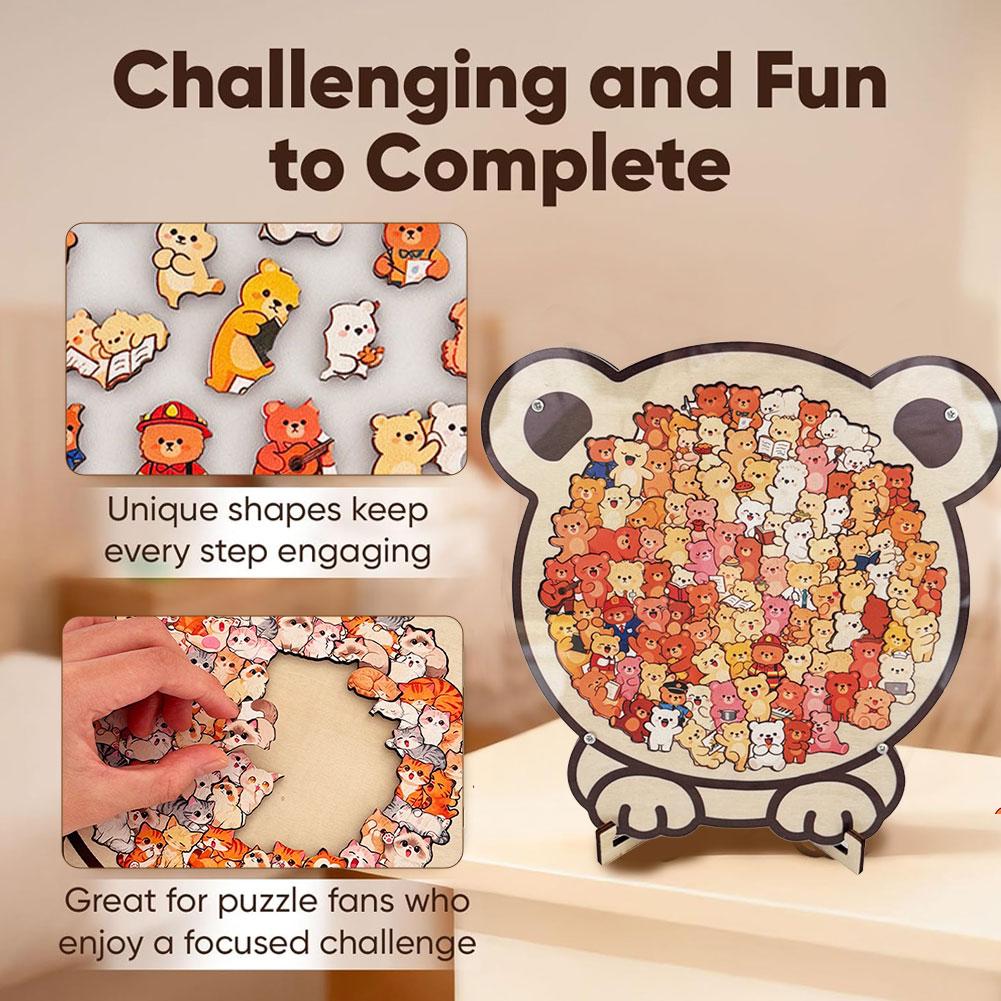 Cartoon Wooden Cat Puzzles Relaxation and Stress Relief Jigsaw Toys Educational Toy Cute Animal Home Decor Gift
