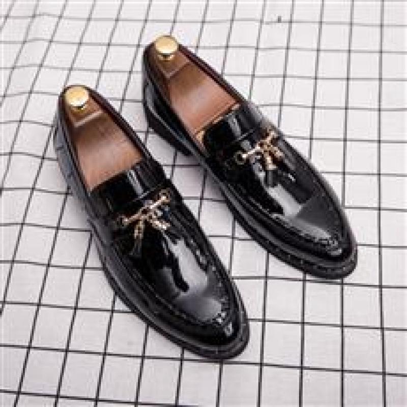 Men's Shoes British Style Loafers Fringed One-pedal Leather Shoes Men's Foreign Trade Casual Shoes Size Business Small Leather Shoes