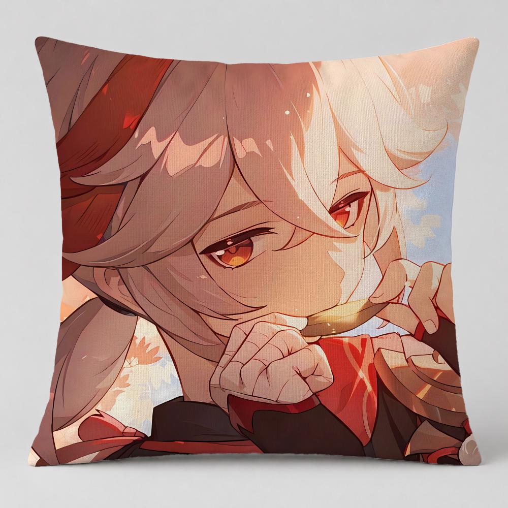 Game Kaedehara Kazuha Cushion Cover Short Plush Cushion Cover Double Sided Print Washable Sofa Pillowcase Home Decor Gift