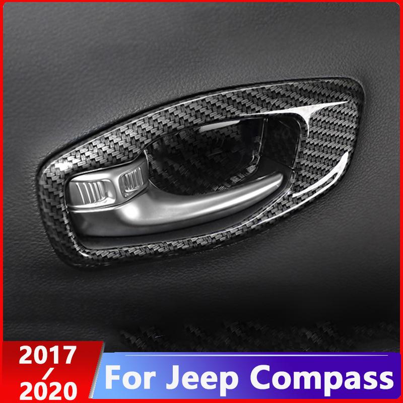 ABS-Kohlefaser-Innentürgriffschalenabdeckung Zierrahmen Auto-Styling-Schutzaufkleber für Jeep Compass 2017 2018
