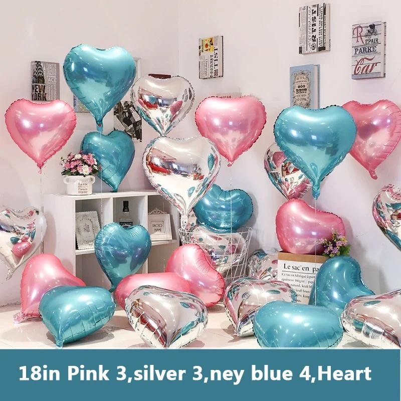 18-Inch Red Love Heart Star Foil Balloons Inflatable Helium Party Decor for Weddings Birthdays Celebrations 5 or 10 Pcs Set