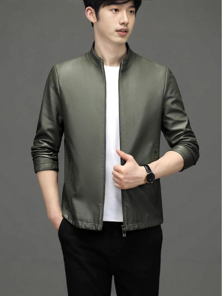 Herren Luxus Lammlederjacke - High-End Koreanischer Stil, Einfache Business Oberbekleidung in Schwarz