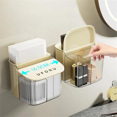 Klappdeckel Kosmetik-Baumwollaufbewahrungsbox Kreativer Wandmontierter Wattestäbchenhalter Haushalt Kosmetik Offene Behälter Badezimmerzubehör