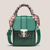 Women Luxury Fashion Crocodile Pattern Shoulder Bag Mobile Phone Small Handbag With Ribbon