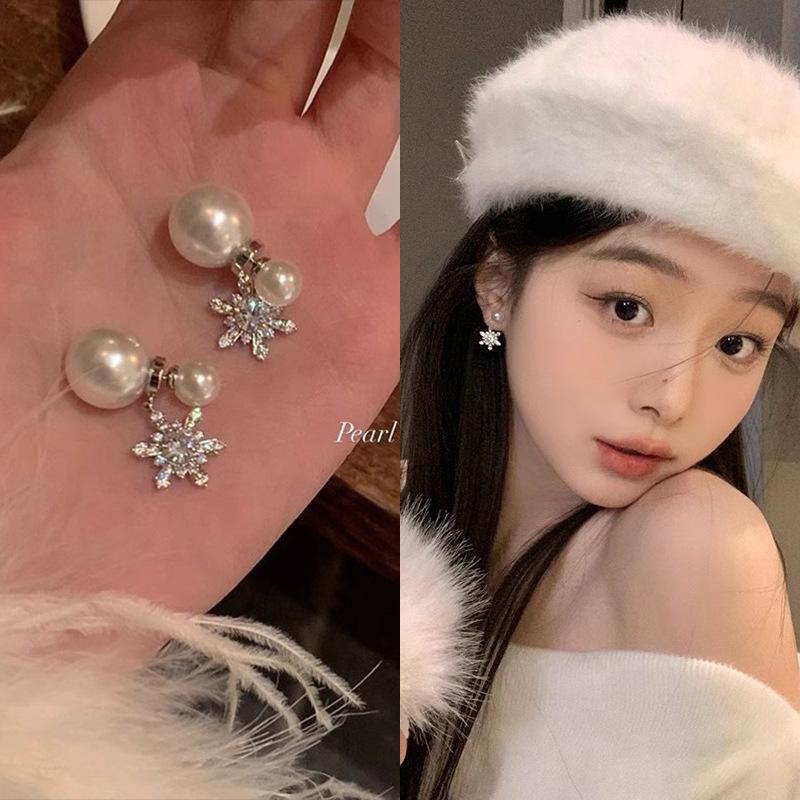 S925 Silver Needle Pearl Flower Earrings for Women - Luxury, Fashionable Korean Style