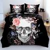 Skeleton Rose 3D Printed Duvet Cover Set Halloween Gothic Style Bedding Set Polyester Soft Comfortable Quilt Cover Pillowcases