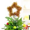Tinsel Fringe Christmas Tree Topper Metallic Golden Star/Moon/Heart Christmas Treetop Ornament for Xmas Tree Decoration Holiday Party Supplies