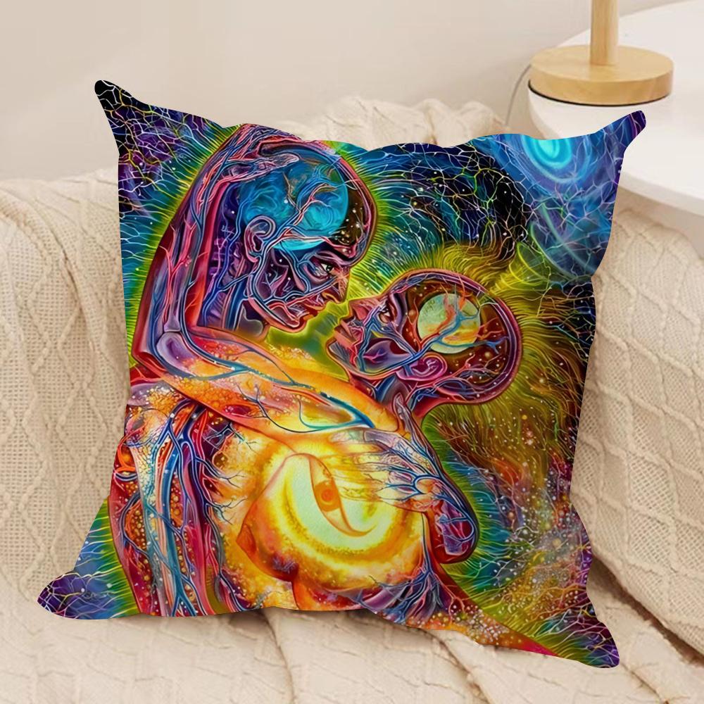 A-Alex Grey Trippy Psychedelic Cushion Cover Soft Plush Fabric Double-Sided Printed Sofa Cushion Cover For All Seasons Homedecor