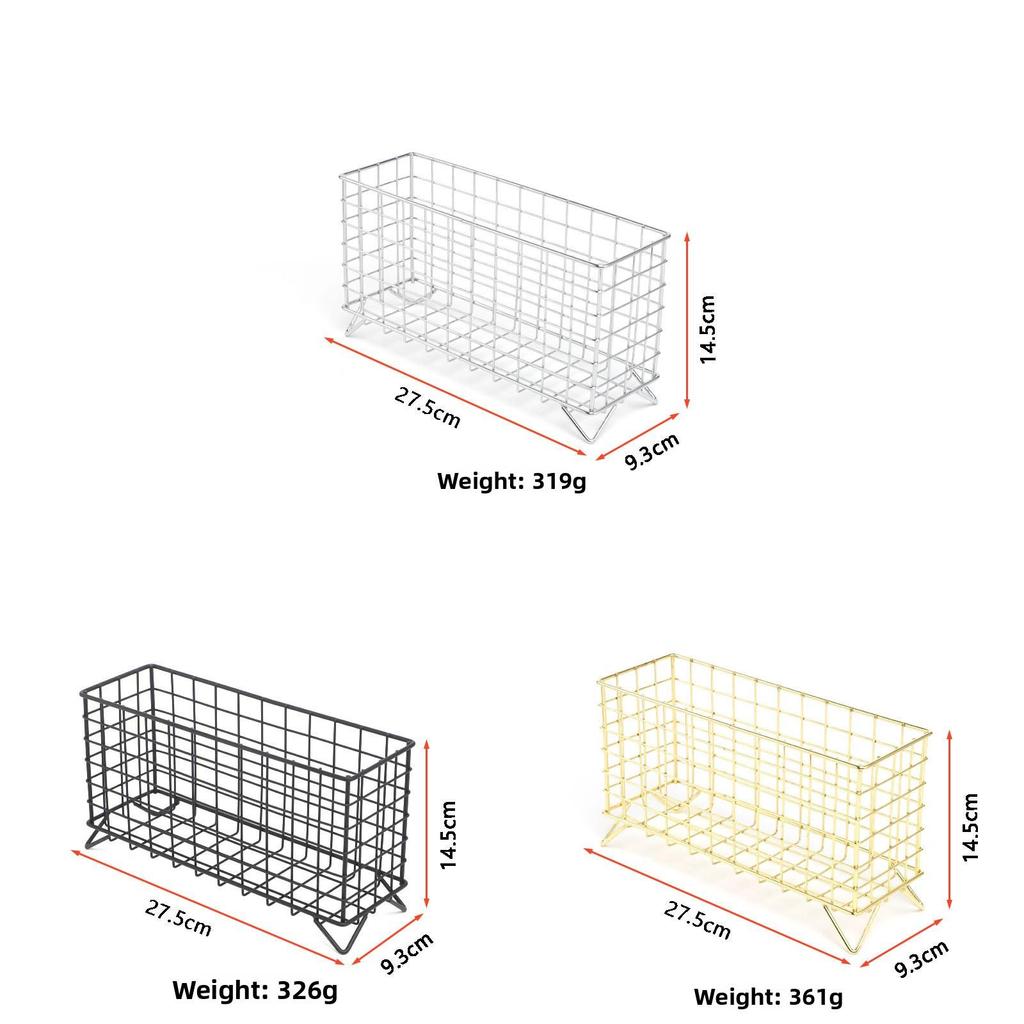 Iron Storage Basket Rectangular Organizer For Home Office And Makeup Accessories